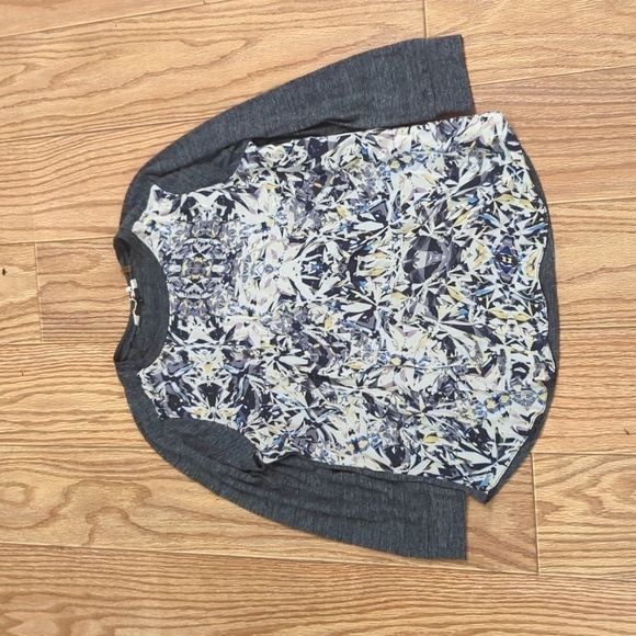 Rebecca Taylor diamond-print baseball tee with silk front panel, women's 6 - Picture 1 of 5